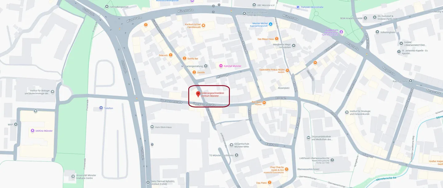 Karte zur Anfahrt in die Jüdefelderstraße in Münster